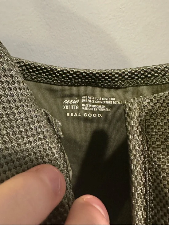 NWOT Aerie Shine Pique V-Wire Scoop One-Piece Swimsuit Army Green Size XXL - Picture 5 of 6